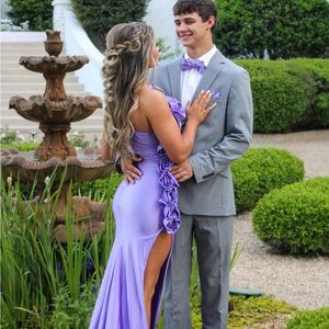 Lavender Evening Gown with Floral Accents